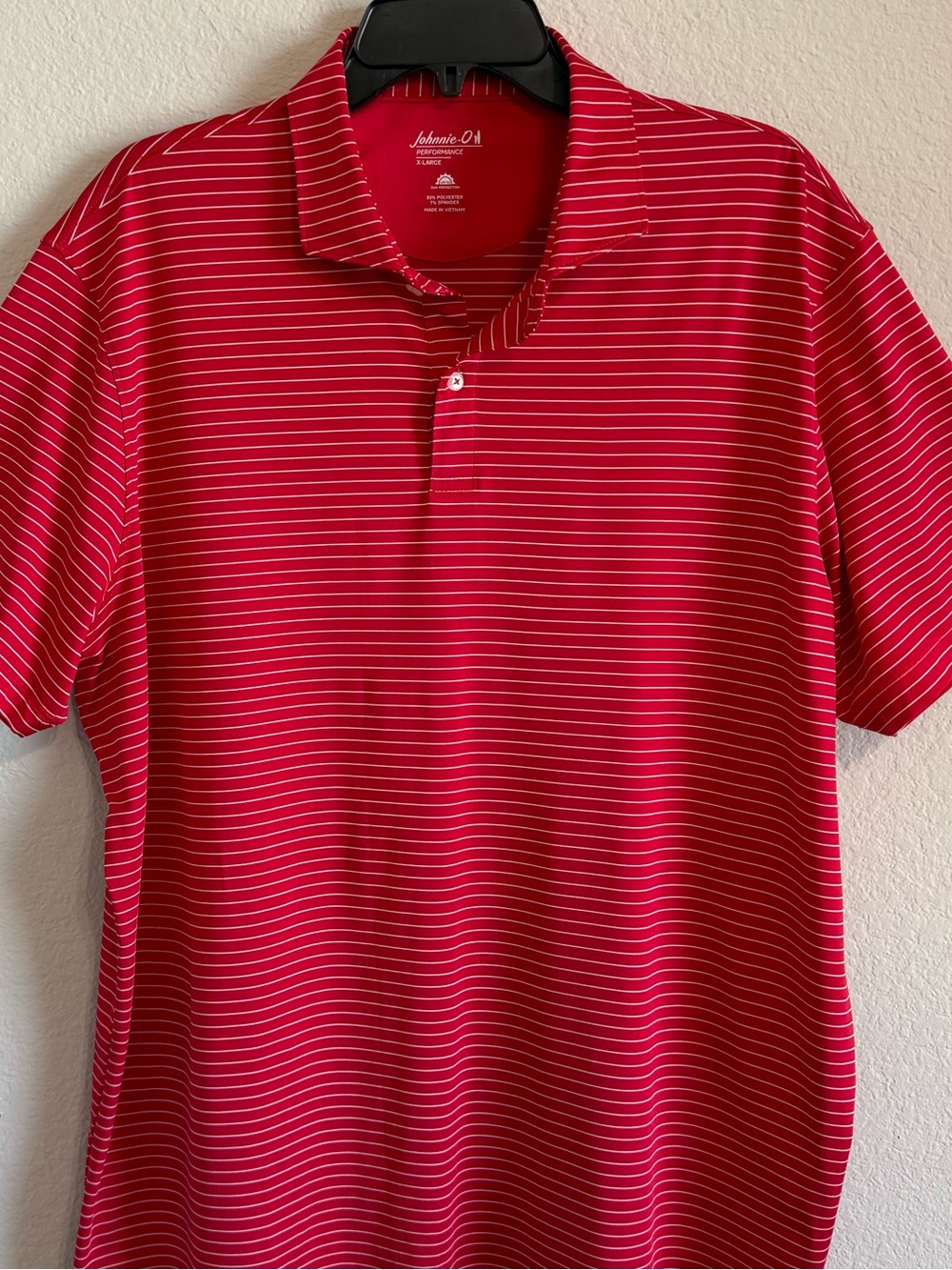 Johnnie-O Beau Performance Jersey Polo Red White Stripe UPF 50 Shirt Size XL - Picture 3 of 13